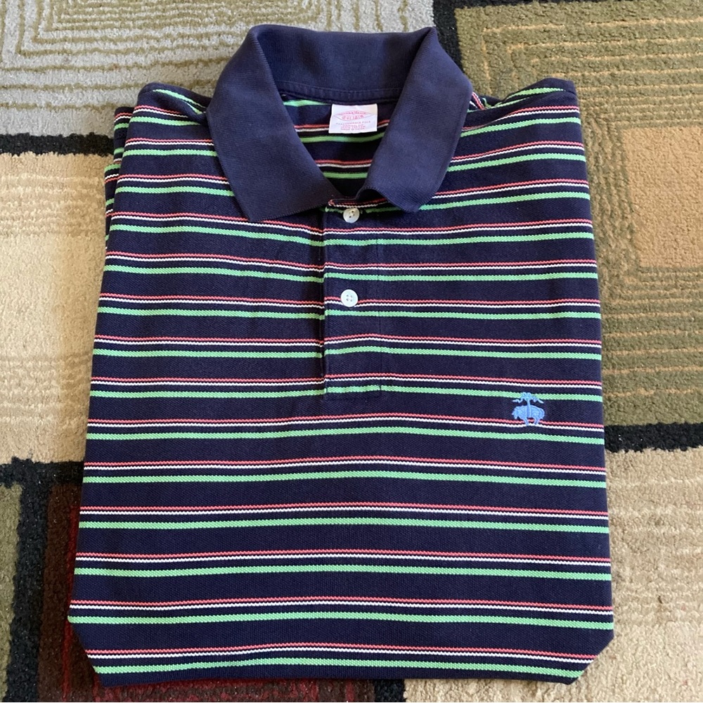 Brooks Brothers Performance Polo Striped Shirt Men's Sz L